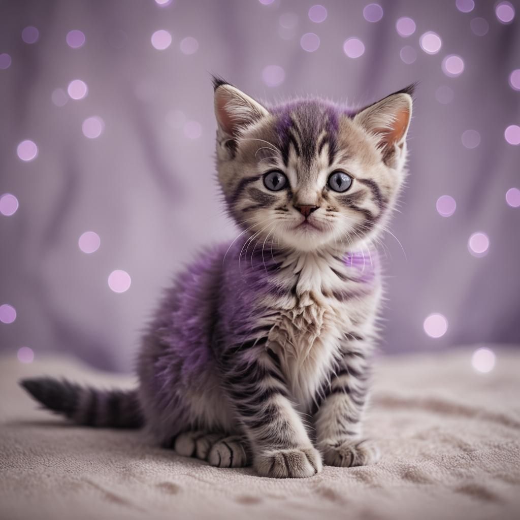 Winking Purple Kitten in Professional Photography Style