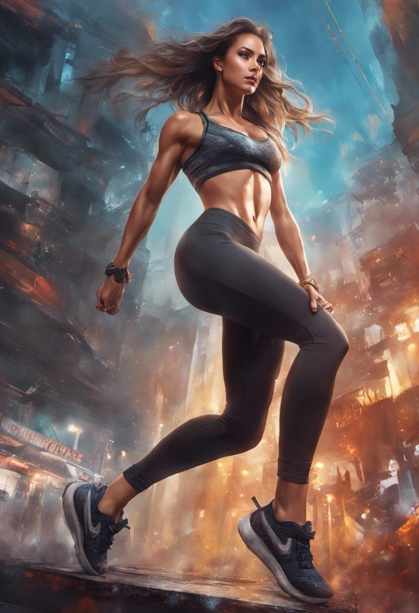 Fierce Fitness Model in Artistic Photoillustration