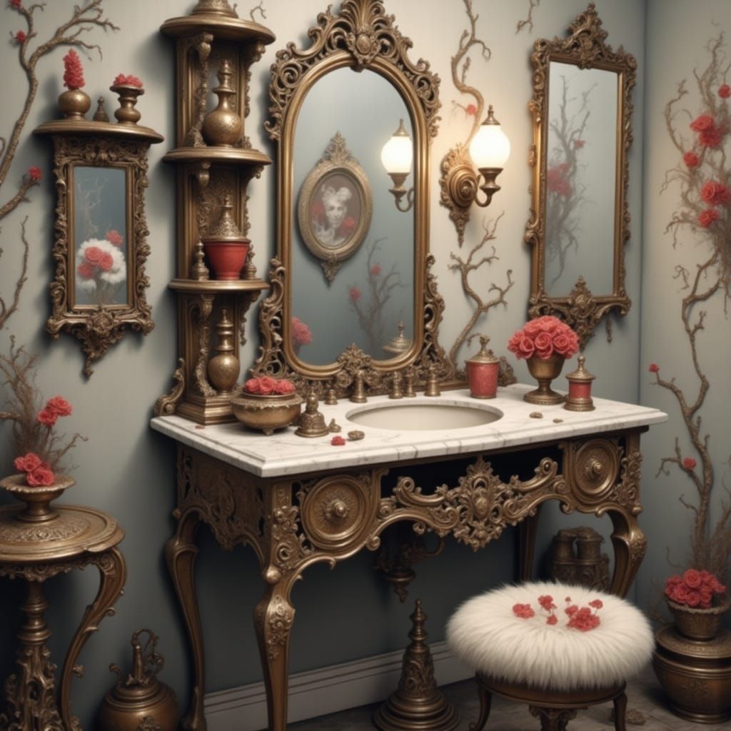 Cosmetic Vanity in Moody Cyberpunk Style