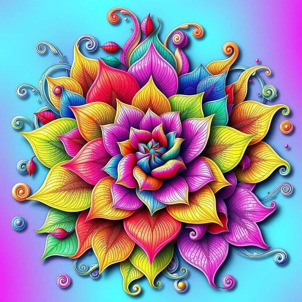 Vibrant Floral Tapestry in Dreamlike Style