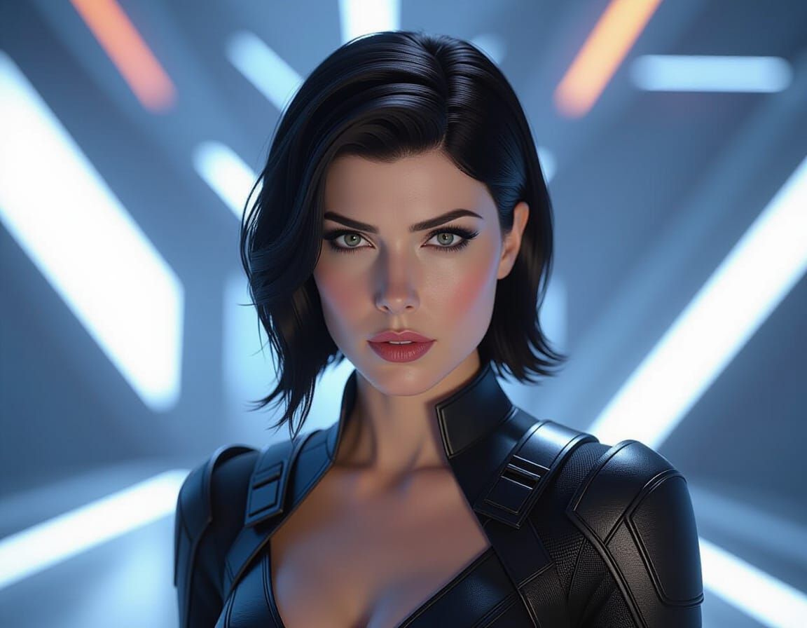 Mary Elizabeth Winstead as Domino in 3D Cinematic Style