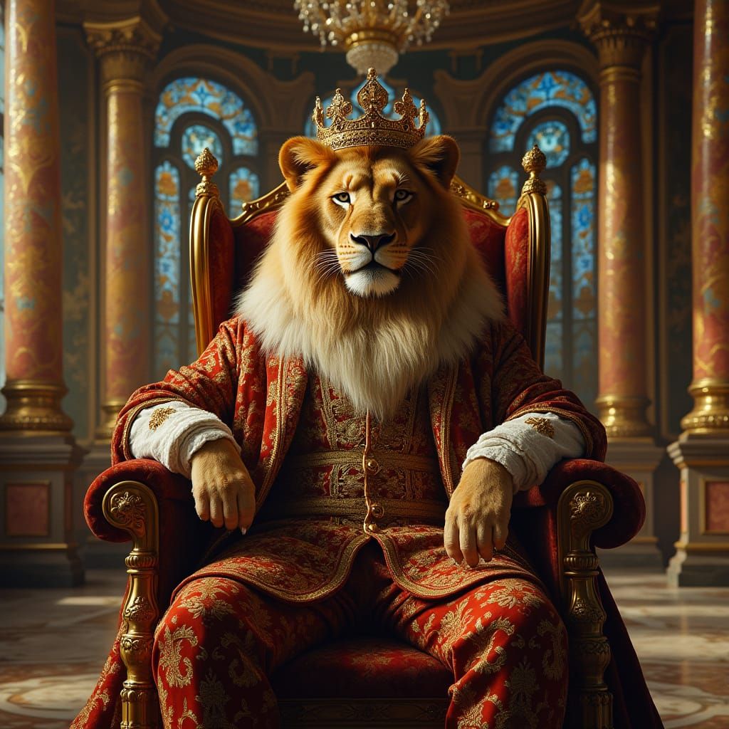 Lion King in Baroque Portrait Style