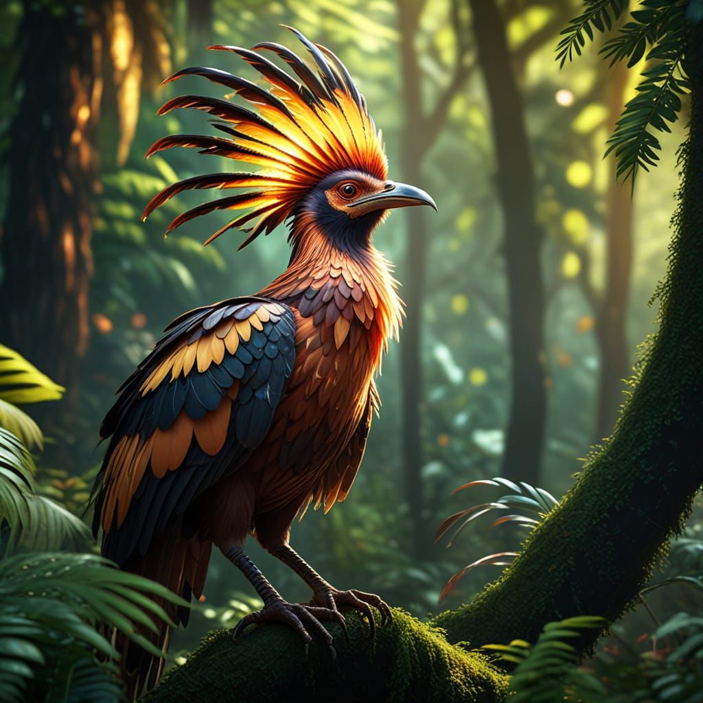 Mensch Hoatzin in Vibrant Lush Forest