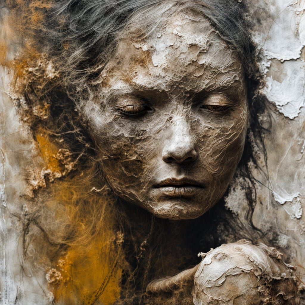 Haunting Figure in Mixed Media with Expressive Brushwork