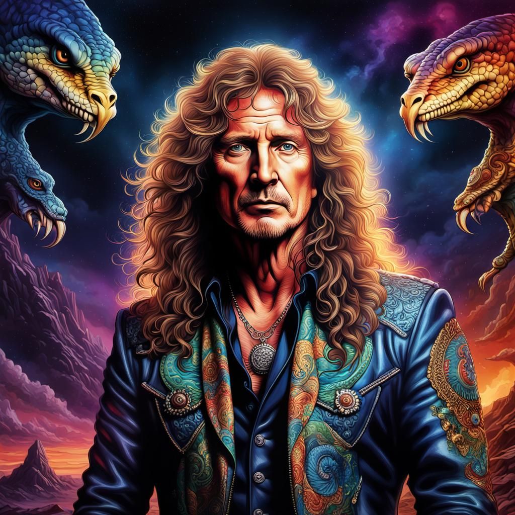 Psychedelic Portrait of Rockstar in Surreal Style