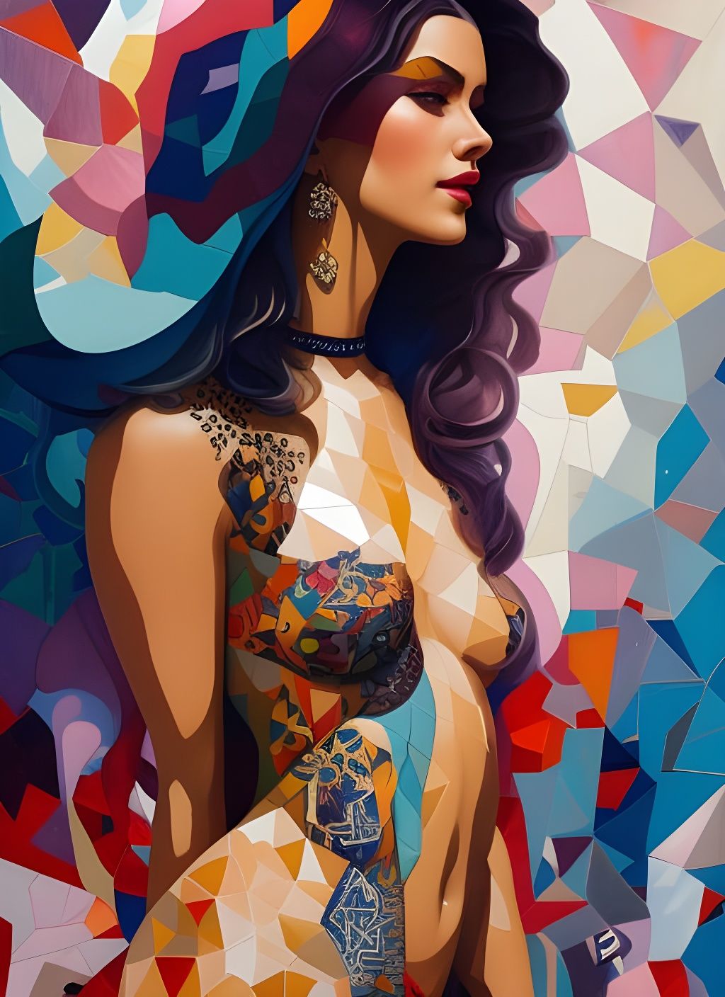 Hexagonal Calligraphy Portrait in Polygonal Style