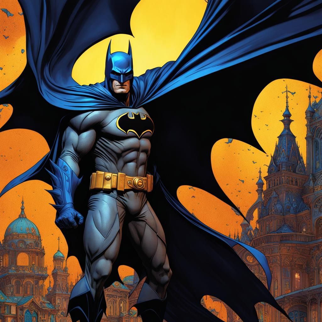 Batman Unmasked: Detailed Action Painting in Klimt Style