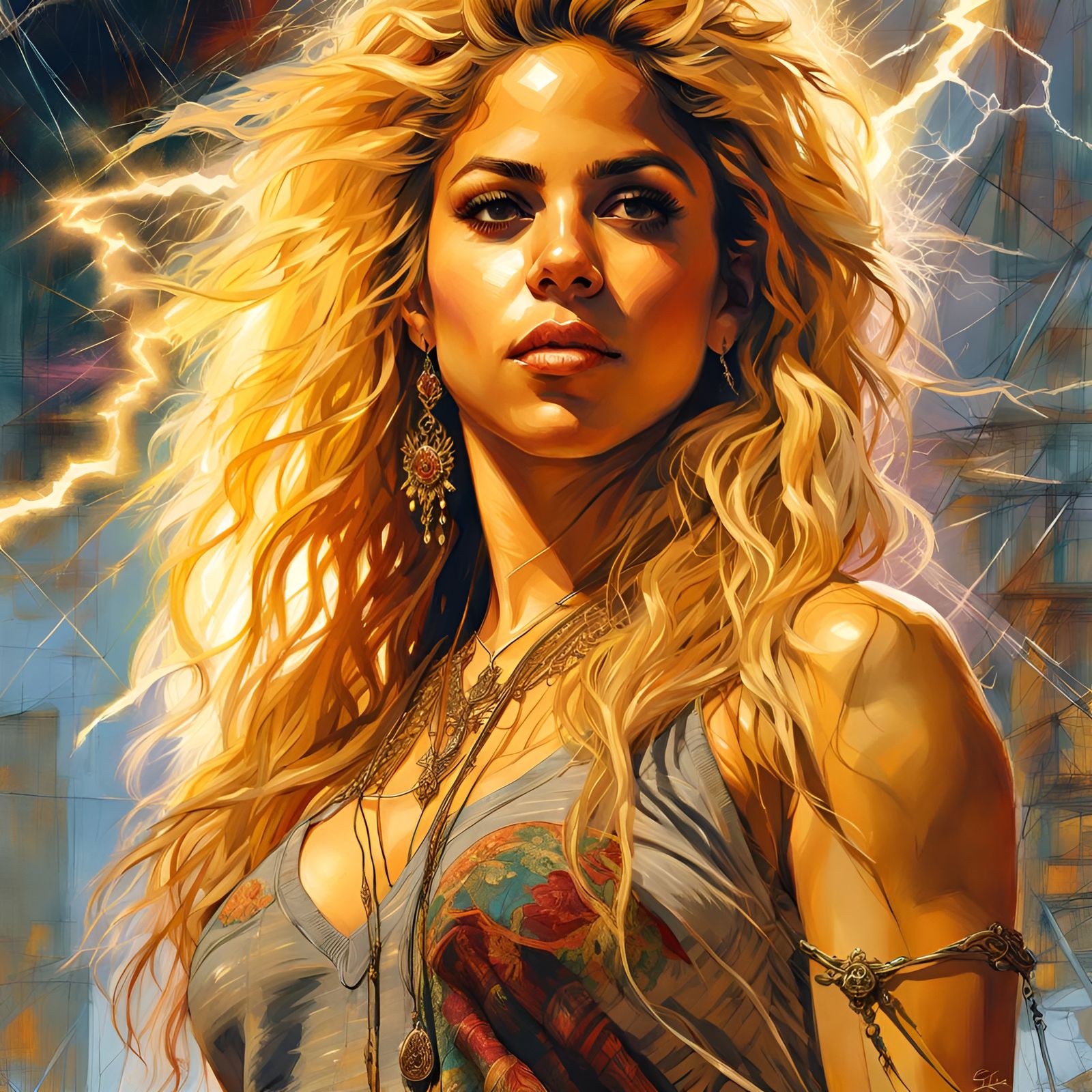 Stunning Portrait of a Woman with Lightning