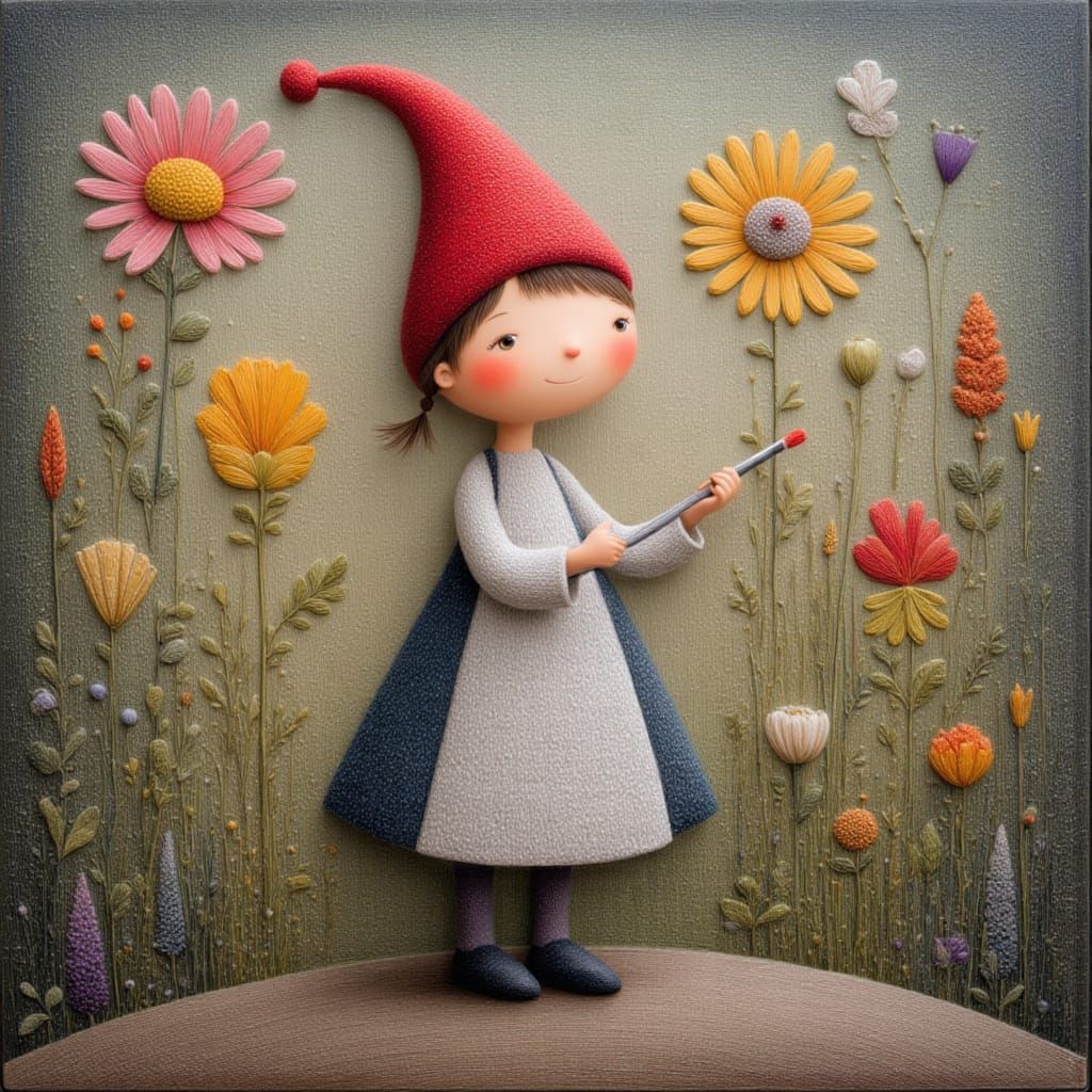 Dramatic Impasto Gnome with Chalk and Palette Knife