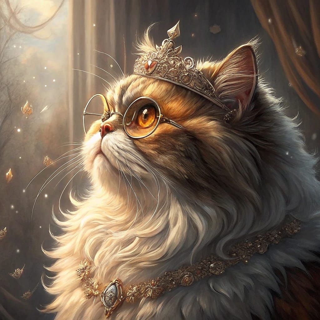 Regal Tortoiseshell Cat in Whimsical Baroque Attire