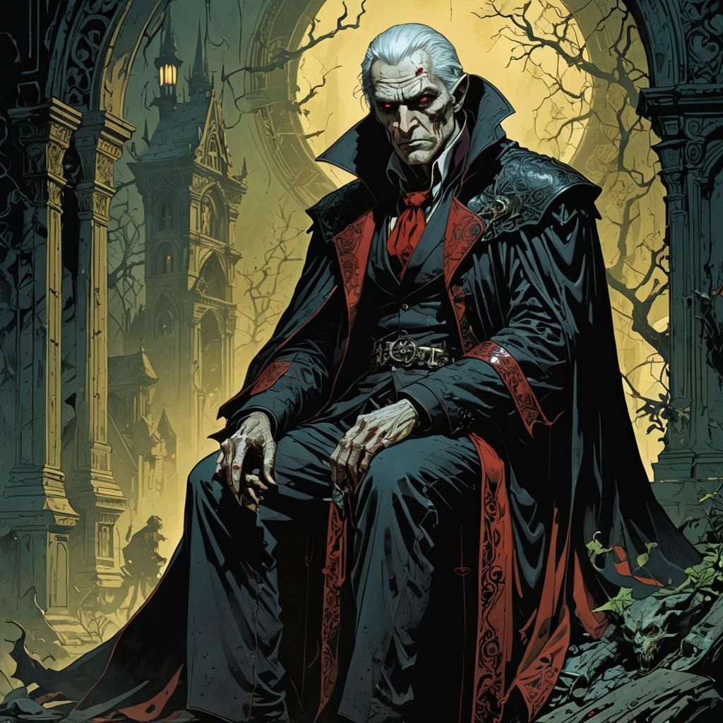 Weary Vampire Assassin in Cel-Shaded Poster Art