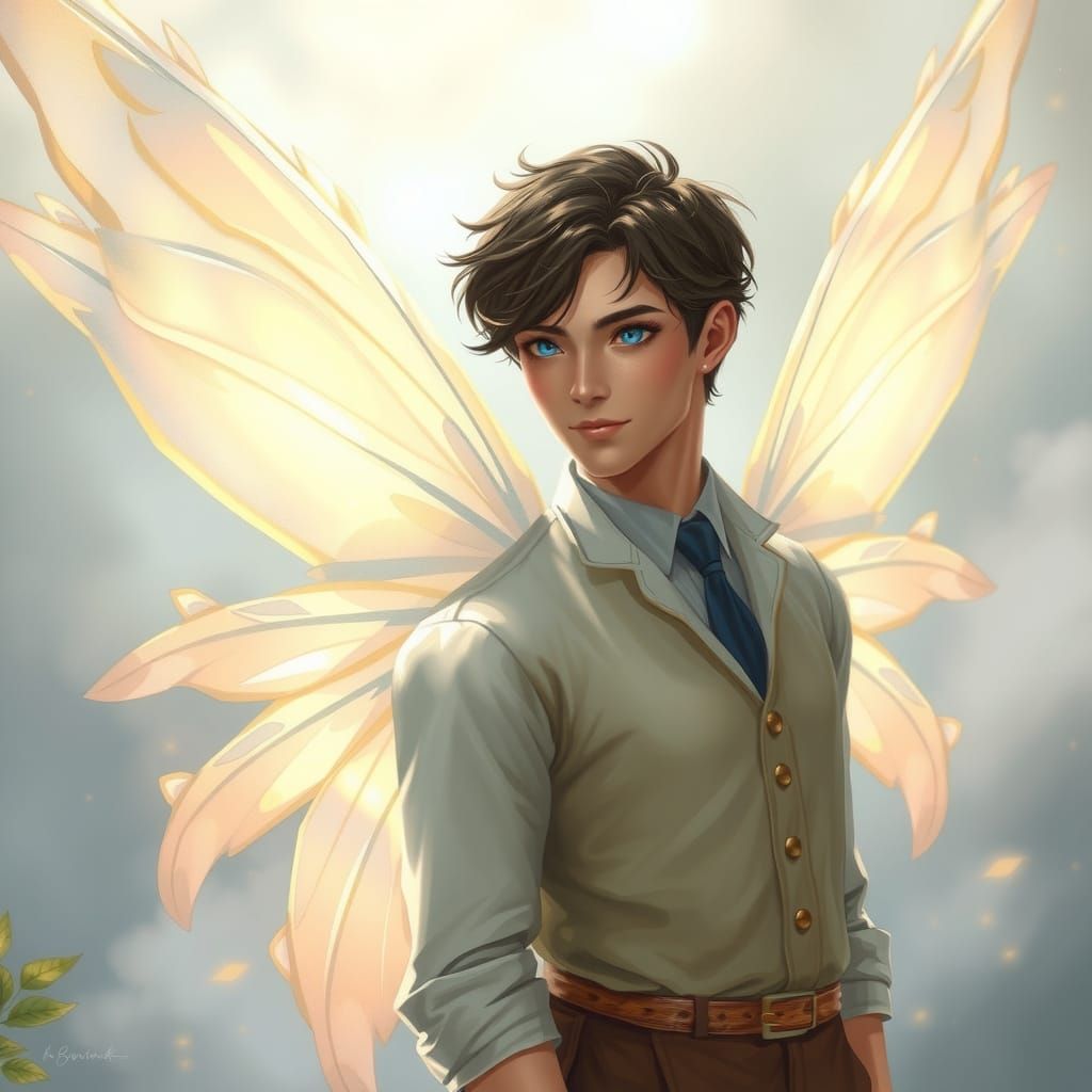 Ethereal Fairy Gentleman in Dreamy Fantasy Landscape