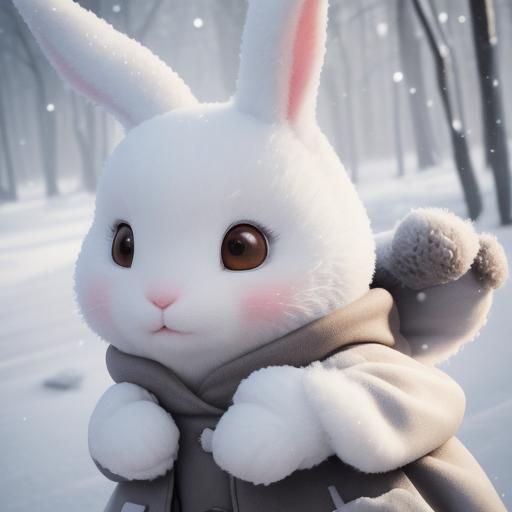 Rabbit's Winter Adventure: 3D Animation Portrait