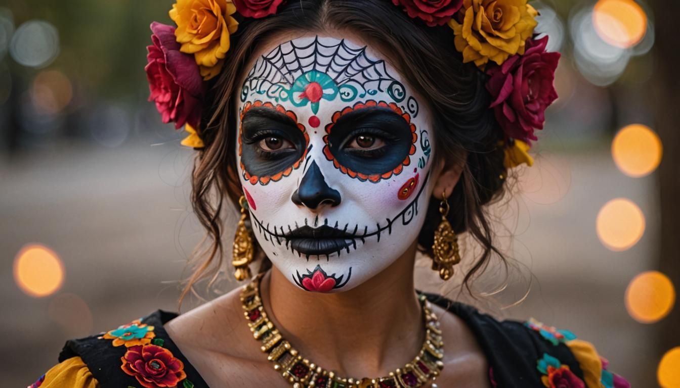 Woman with Día de los Muertos Face Paint