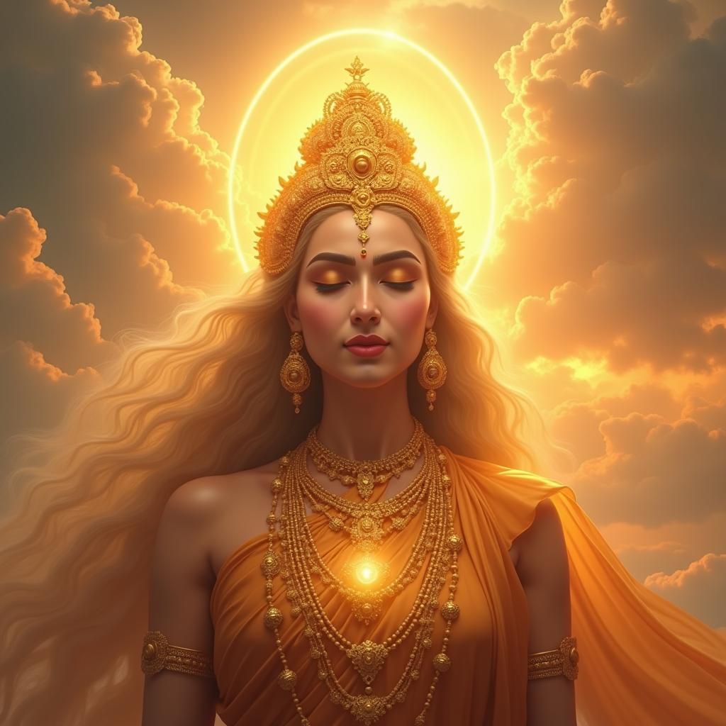 Maa Sheravali with Golden Aura: Digital Art