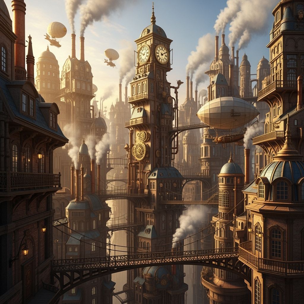 Steampunk Metropolis Inspired by Verne and Miyazaki
