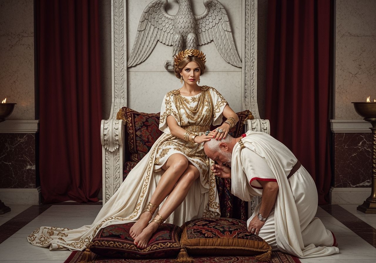 Empress Messalina on Marble Throne in Ancient Rome