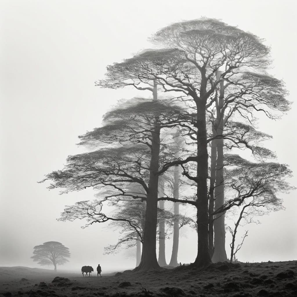 Monochromatic Landscape in Etching Style