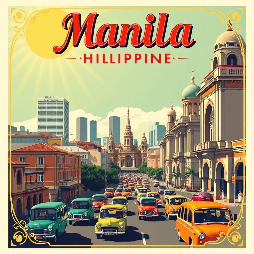 Vintage Travel Poster of Manila, Philippines
