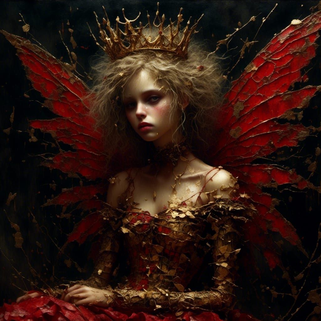 Dark Fairy Princess with Annoyed Expression in Rich Dark Col...