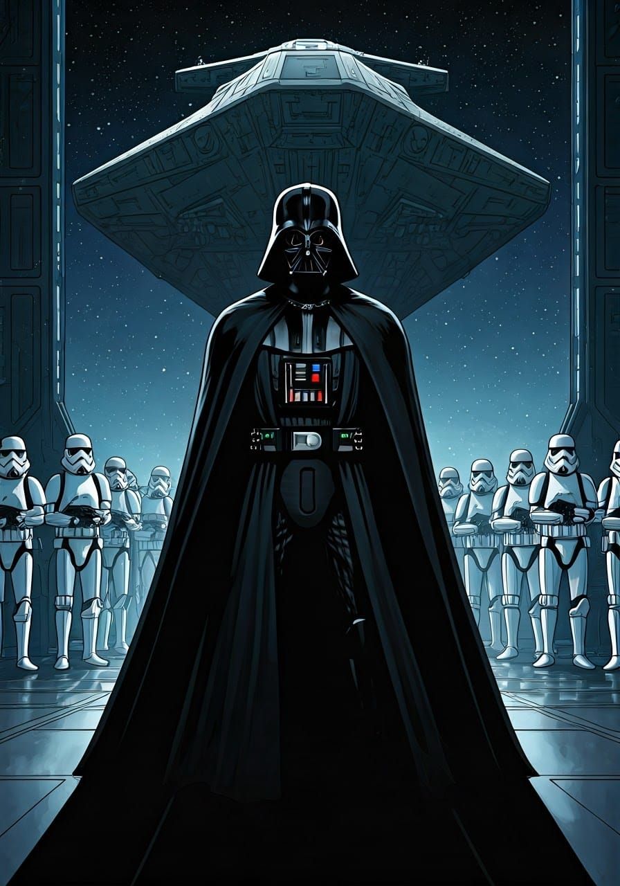 Darth Vader in Imperial Command, Comic Book Style