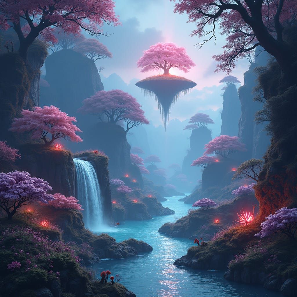 Ethereal Dreamscapes in Vibrant Mythical World
