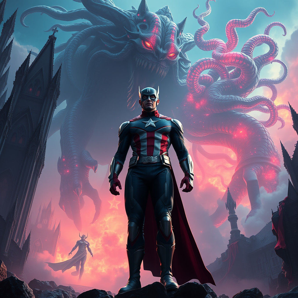 Captain America Confronts Ethereal Monster in Dreamscape