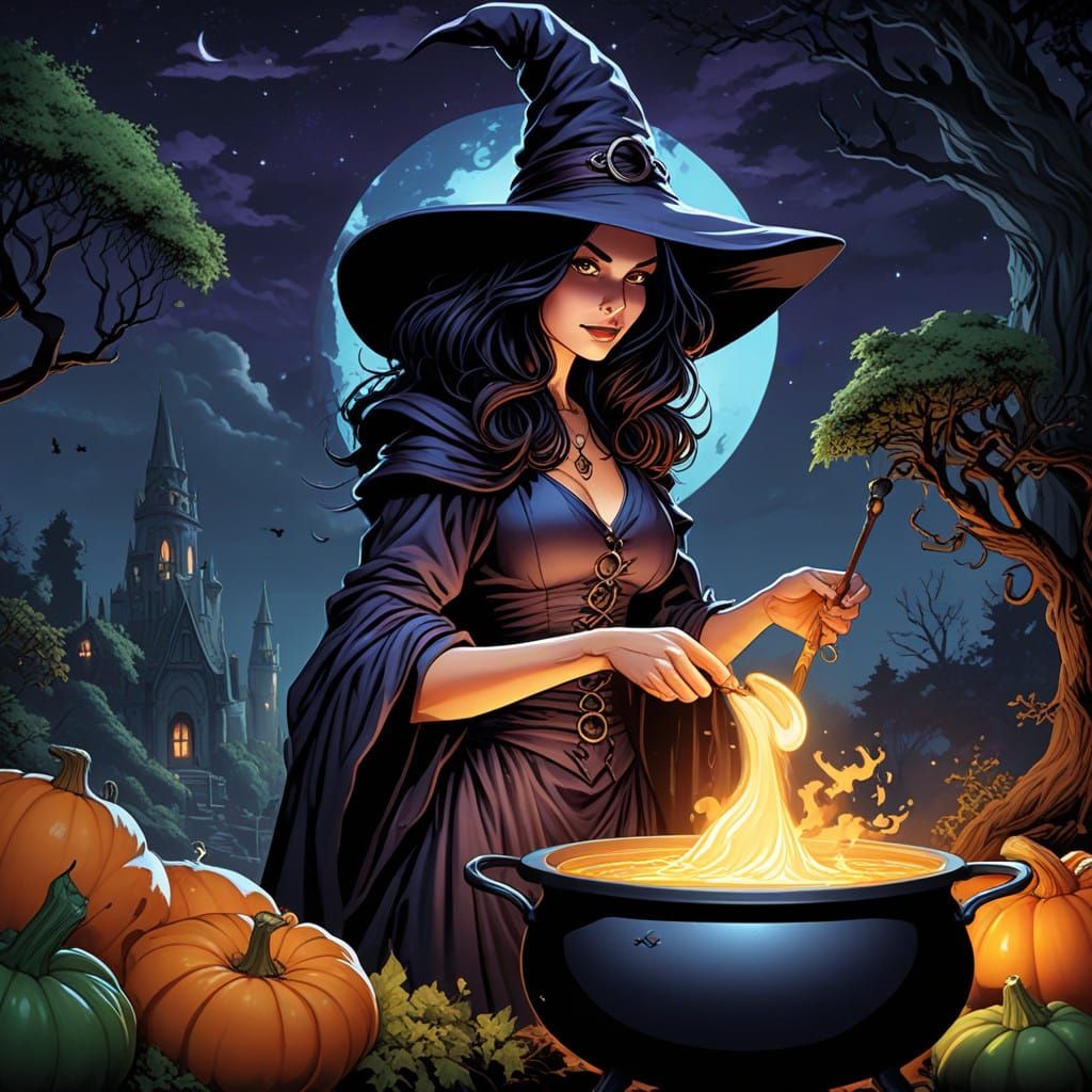 A Witch in Enchanting Comic Book Art