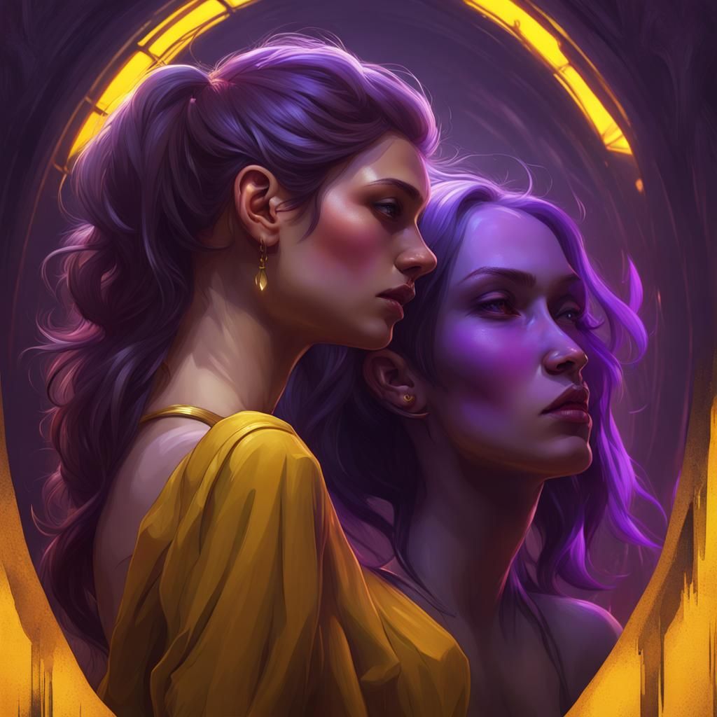 Woman Spanking Girl's Ear: Dark Fantasy Art