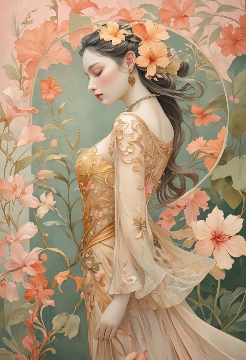 Surreal Garden of Dreams in Art Deco Style