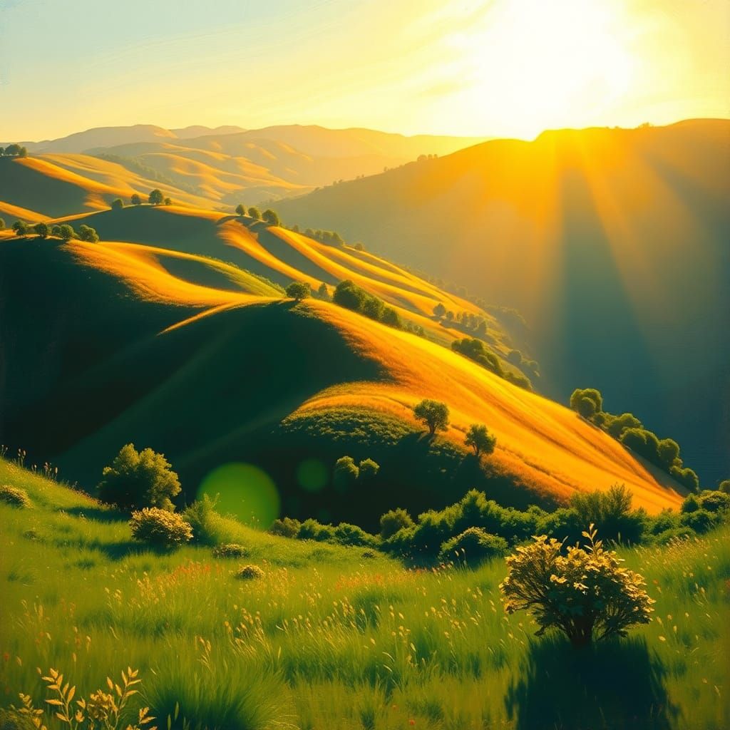 Sunlit Landscape in Impressionist Style