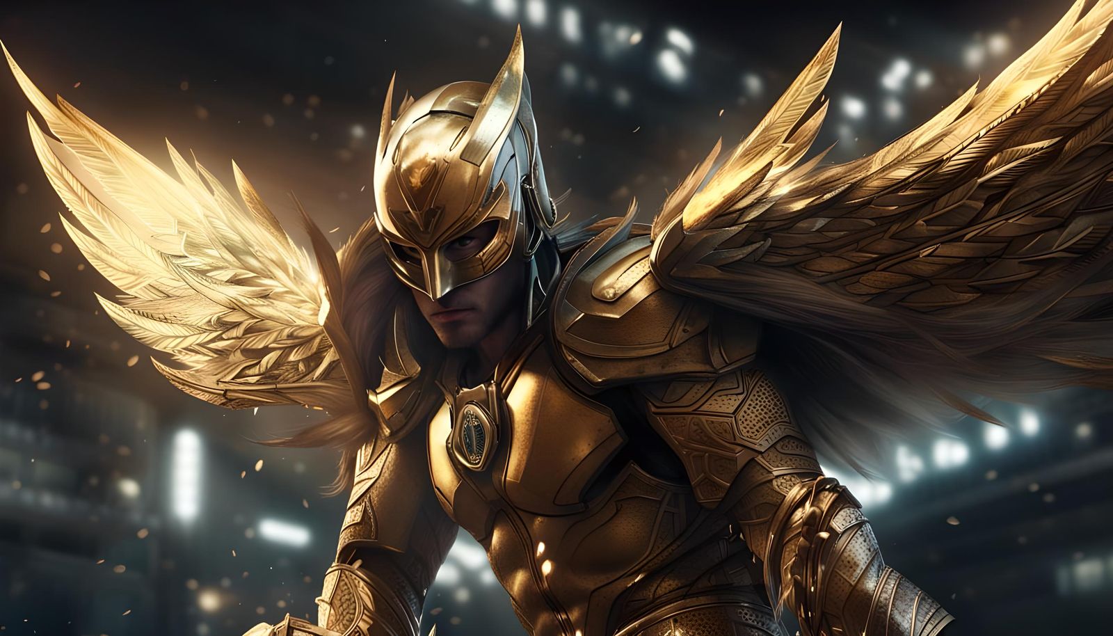 Hawkman Anime Art in Golden Composition