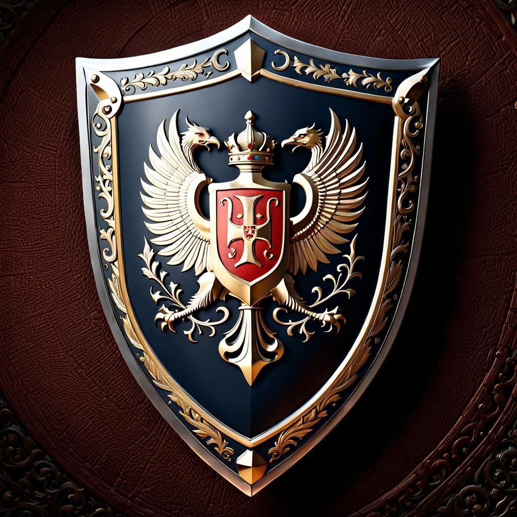 Medieval Battle Shield with Heraldic Pattern