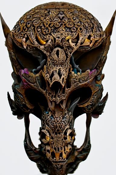 Ornate Nephilim Dragon Skull with Intricate Carvings