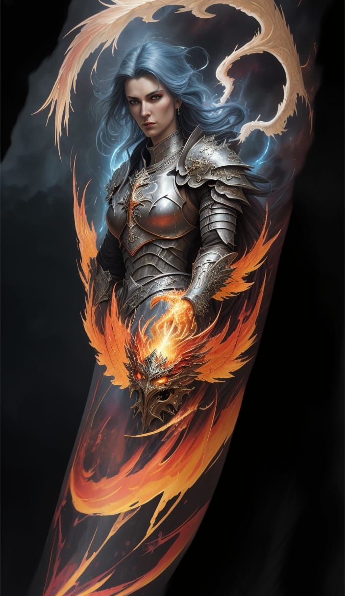 Knight and Phoenix Tattoo Art