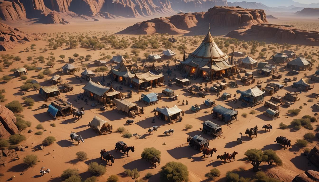 Desert Caravan Camp in Fantasy Style