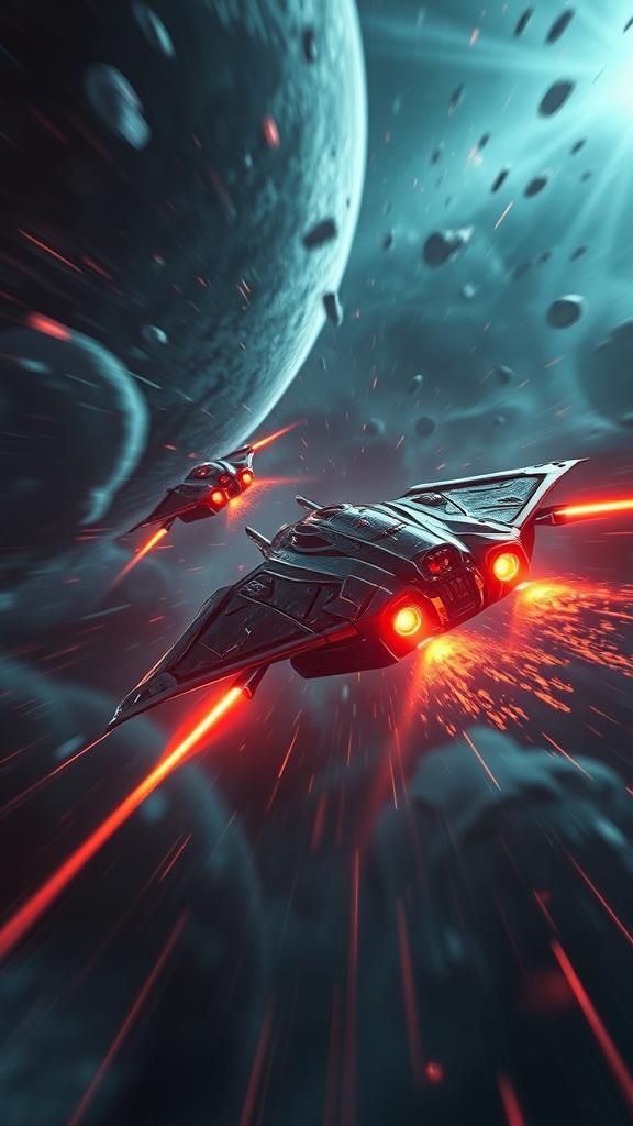 Alien Spaceship Speeding Through Space in Hyperdetailed Styl...