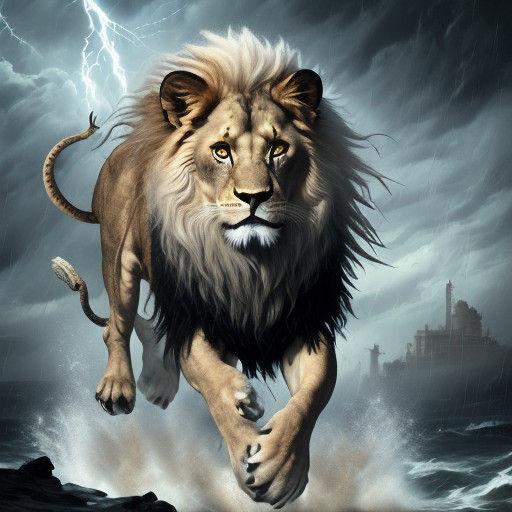 Mythical Storm God Hybrid Unleashed Above Ancient Babylon