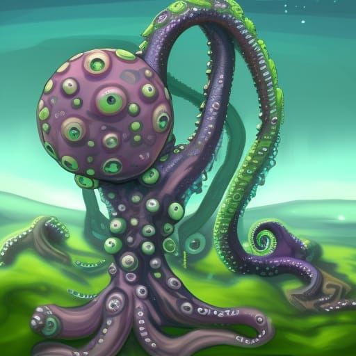 Tentacled Alien Planet: A Sci-Fi Vision