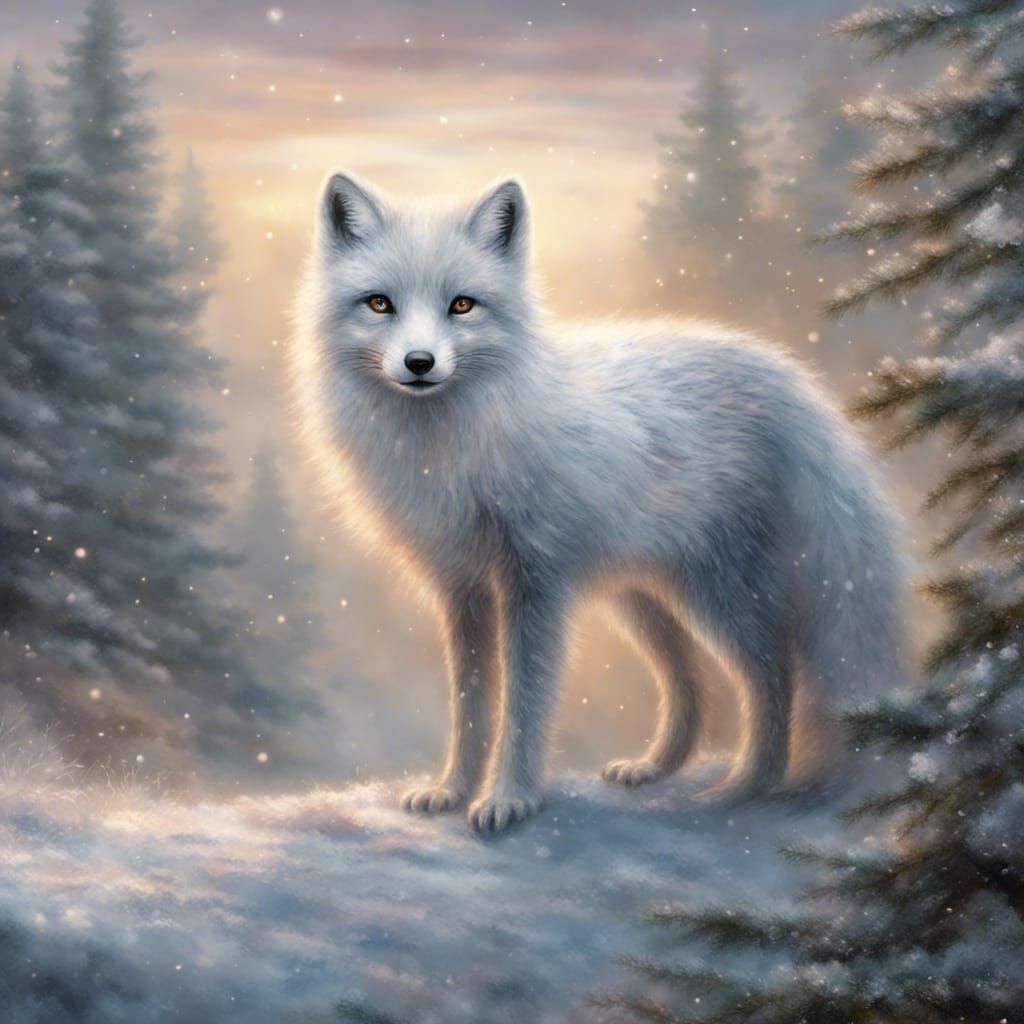 Arctic Fox in Winter Wonderland, Ethereal Fantasy Style