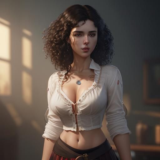 Detailed Portrait of Brunette in Dynamic Lighting