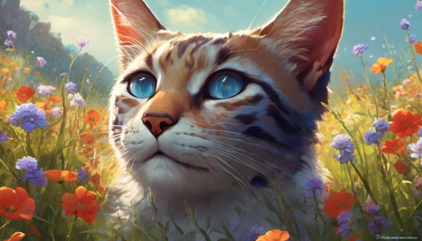Hyperdetailed Flower Field Portrait in Artgerm Style