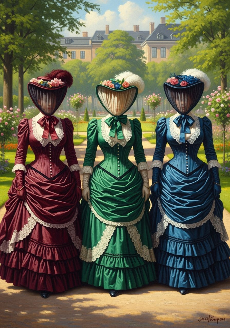 Victorian Women in Sunny Copenhagen Park as Oil Painting