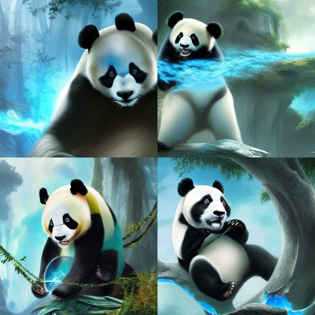 Hyperrealistic Blue Glass Panda in 8K Resolution