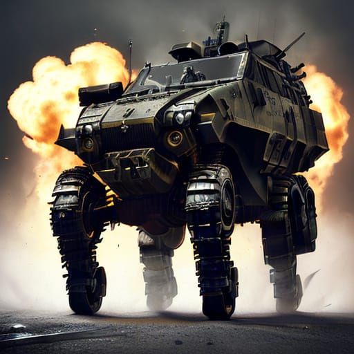 Steampunk Assault Vehicle in Gritty Urban Warfare