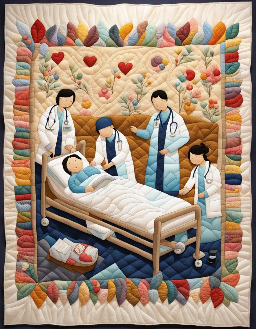 Doctors and Nurses Quilted Illustration