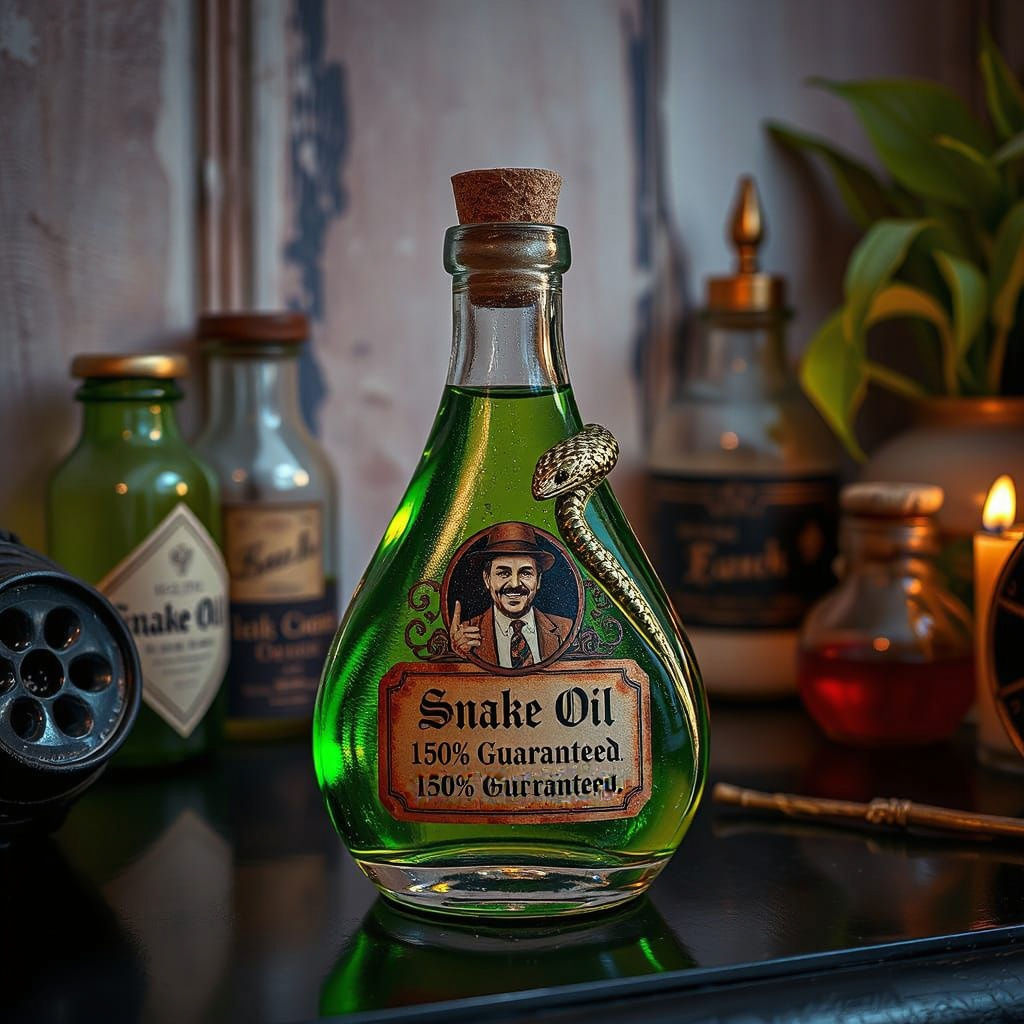 Crystal Snake Oil Bottle in Medieval Fantasy Style