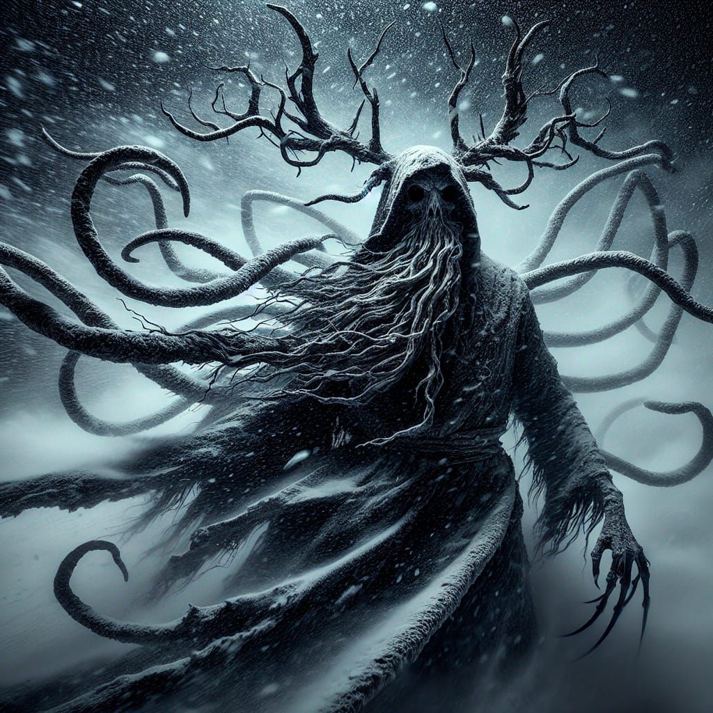 Lovecraftian Druid in a Snowstorm