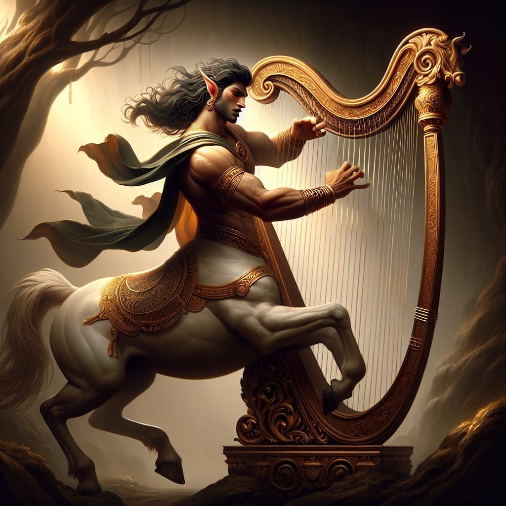 Enthralling Centaur's Harmonious Harp Performance