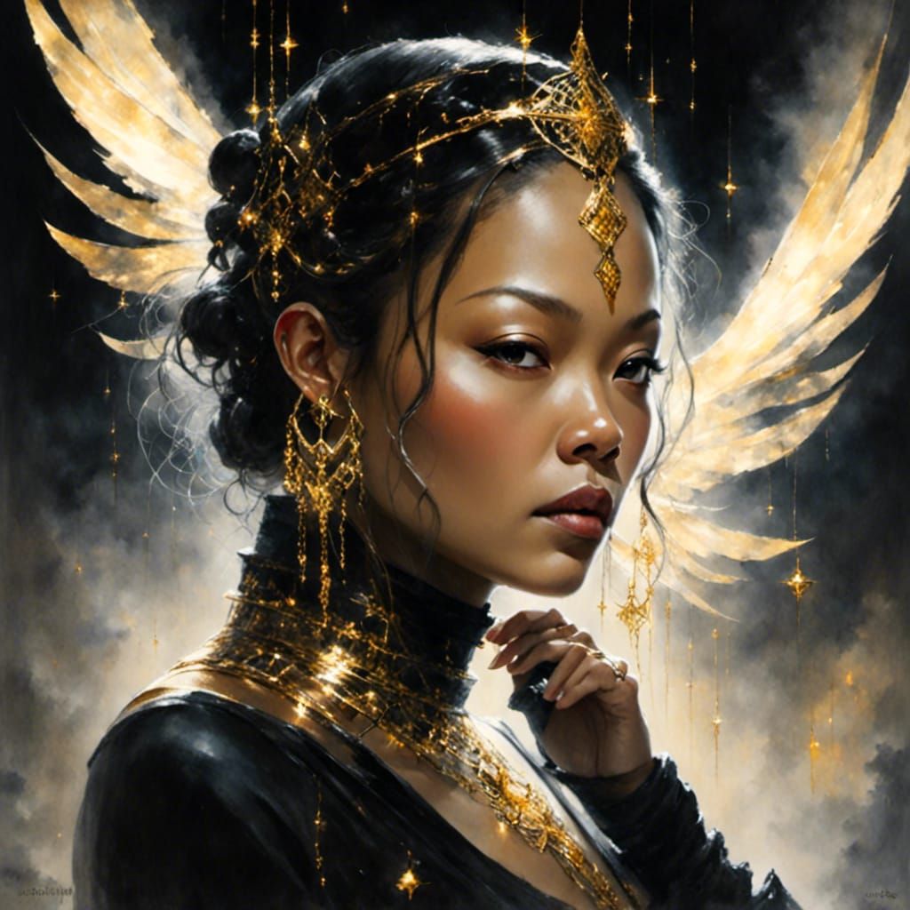 Enchanting Woman in Lotus Position with Glowing Runes